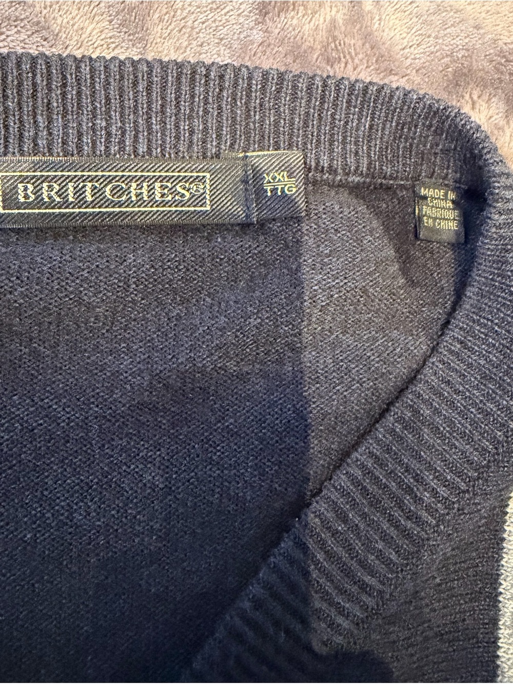 Britches Men's V-Neck Navy Striped Sweater Size XXL - Picture 3 of 5